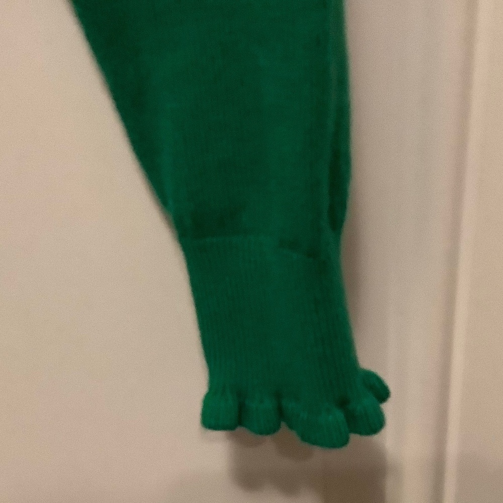 Boden|Cotton/Wool Blend Kelly Green Preppy Academia Ruffle Crewneck Sweater US 2 - Picture 3 of 8